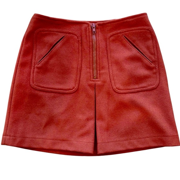 Gap Miniskirt Felted Wool Mod Burnt Orange Size 0 - Picture 1 of 5